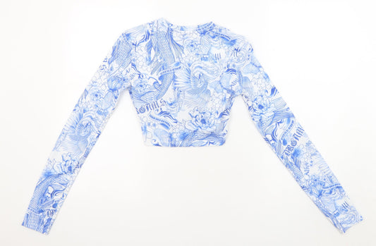 Womens UK Size XS Bershka White Cropped Blouse