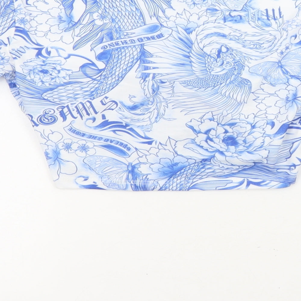 Womens UK Size XS Bershka White Cropped Blouse