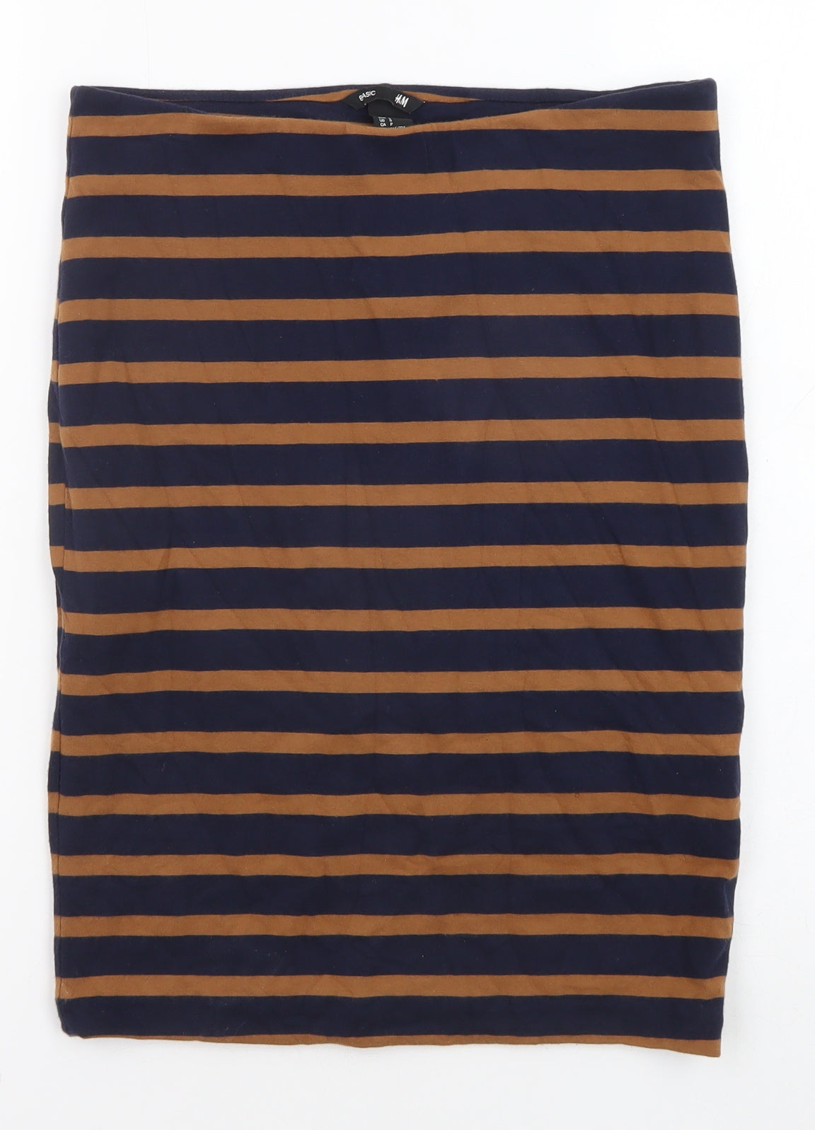 H&M Womens Blue Striped Cotton Straight & Pencil Skirt Size S