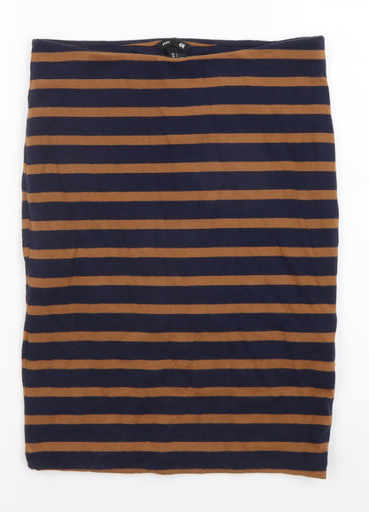 H&M Womens Blue Striped Cotton Straight & Pencil Skirt Size S