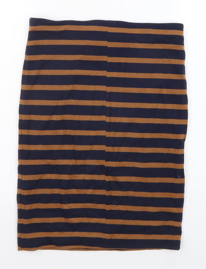H&M Womens Blue Striped Cotton Straight & Pencil Skirt Size S