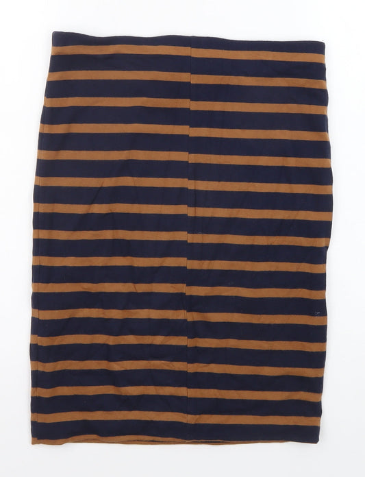 H&M Womens Blue Striped Cotton Straight & Pencil Skirt Size S