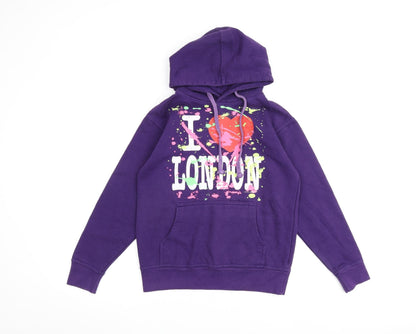 Capital London Womens Purple 100% Cotton Pullover Hoodie Size XS Pullover