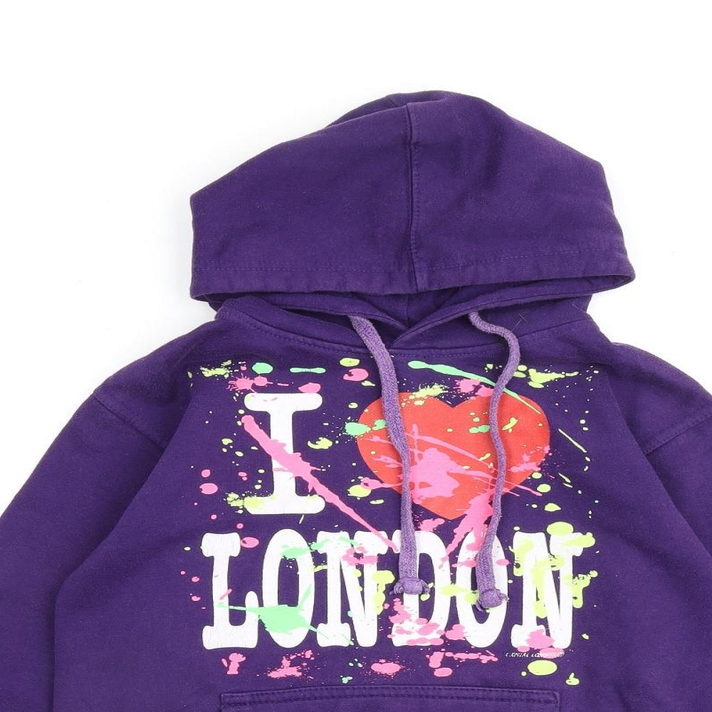 Capital London Womens Purple 100% Cotton Pullover Hoodie Size XS Pullover
