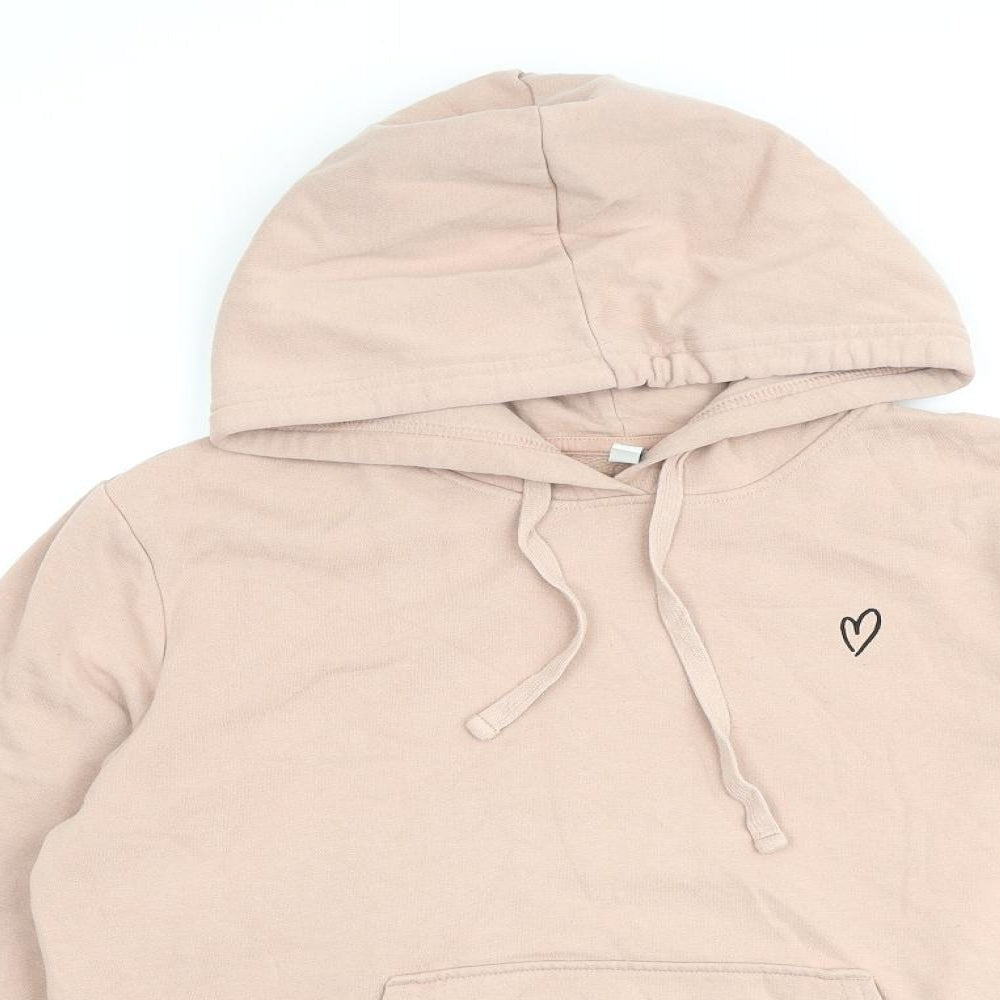 H&M Womens Pink Cotton Pullover Hoodie Size S Pullover