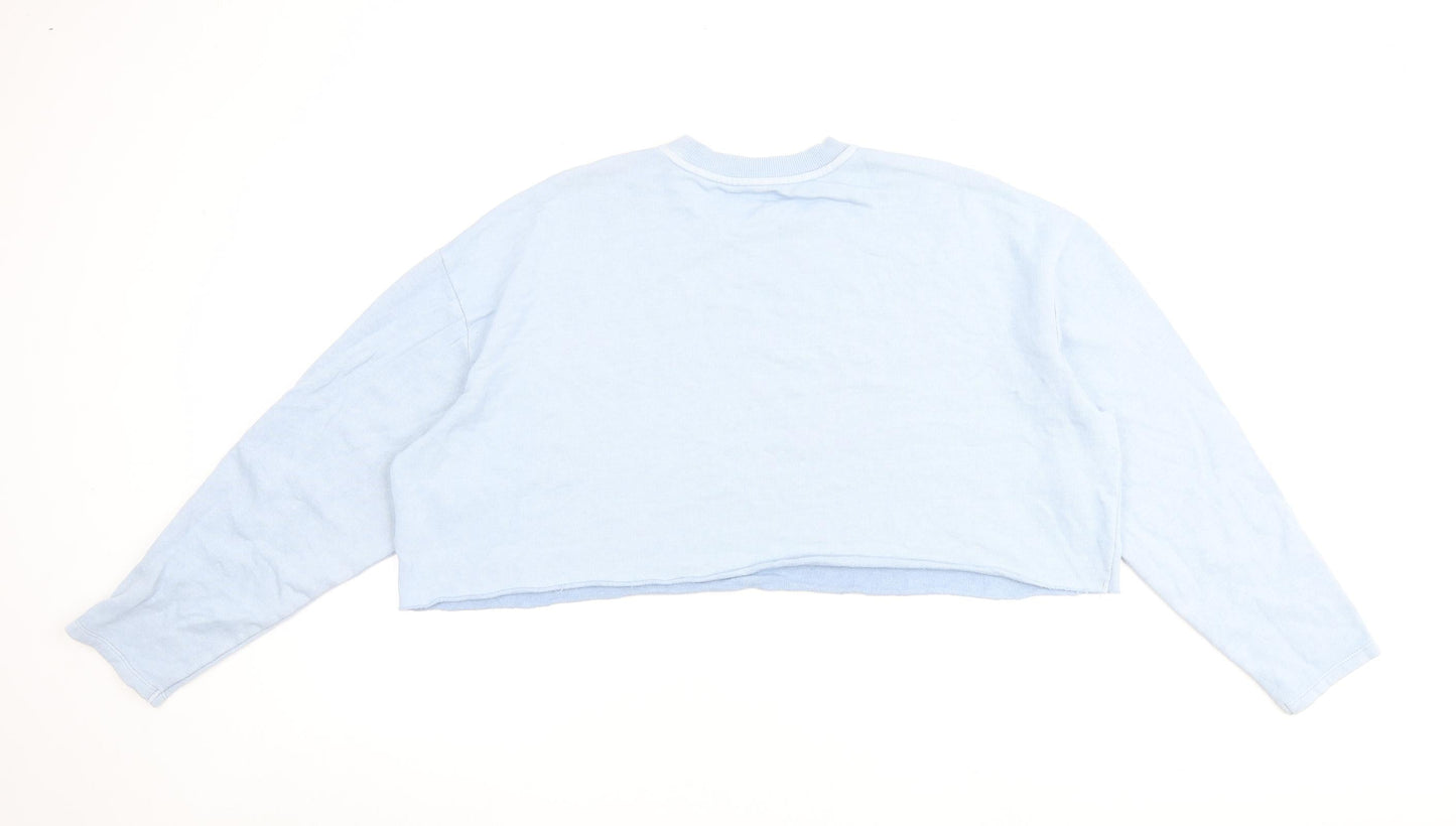Topshop Womens Blue Cotton Pullover Sweatshirt Size 12 Pullover