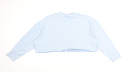 Topshop Womens Blue Cotton Pullover Sweatshirt Size 12 Pullover