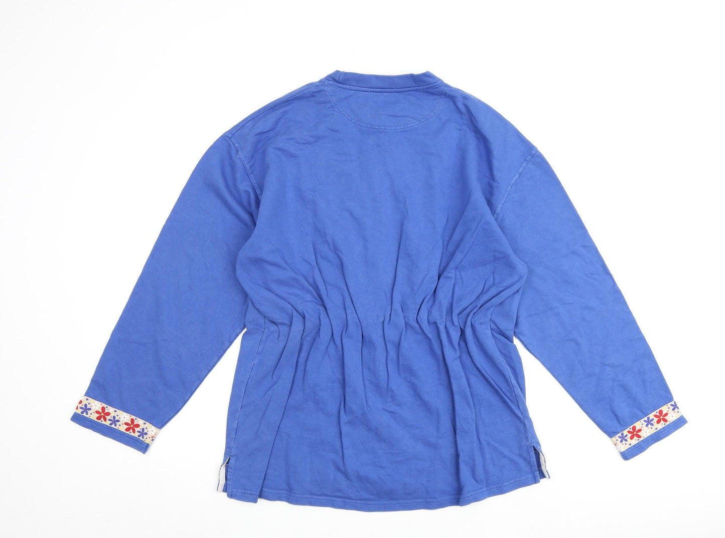 Great Plains Womens Blue Floral 100% Cotton Full Zip Sweatshirt Size L Zip