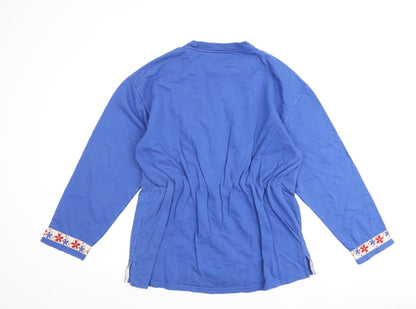 Great Plains Womens Blue Floral 100% Cotton Full Zip Sweatshirt Size L Zip