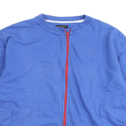 Great Plains Womens Blue Floral 100% Cotton Full Zip Sweatshirt Size L Zip