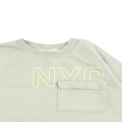 H&M Girls Green Cotton Pullover Sweatshirt Size 10-11 Years Pullover