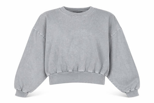 Front view of ASOS women’s grey cotton pullover sweatshirt, size UK 6, pullover