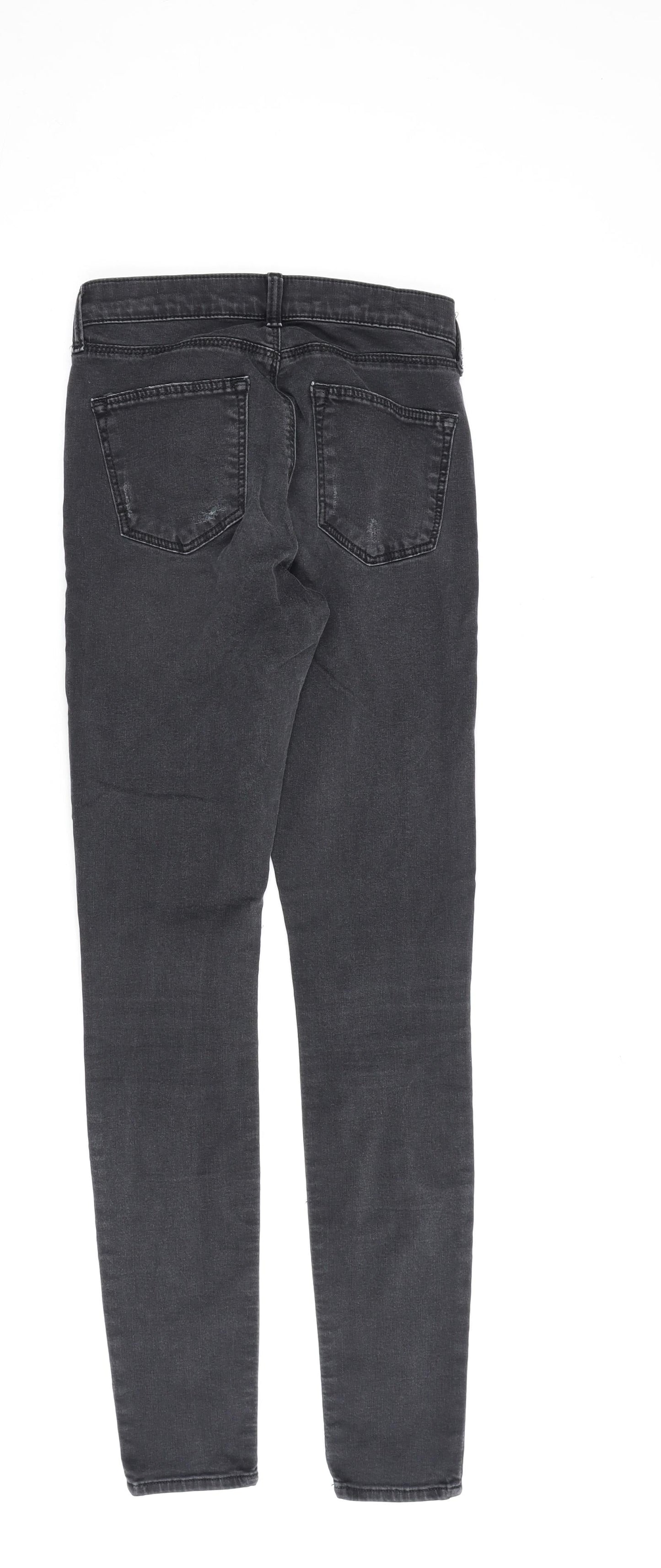 Topshop Womens Grey Cotton Skinny Jeans Size 26 in L34 in Regular Zip