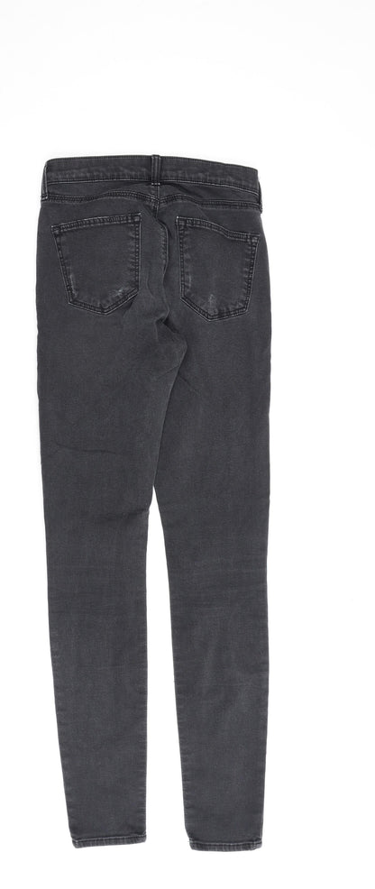 Topshop Womens Grey Cotton Skinny Jeans Size 26 in L34 in Regular Zip