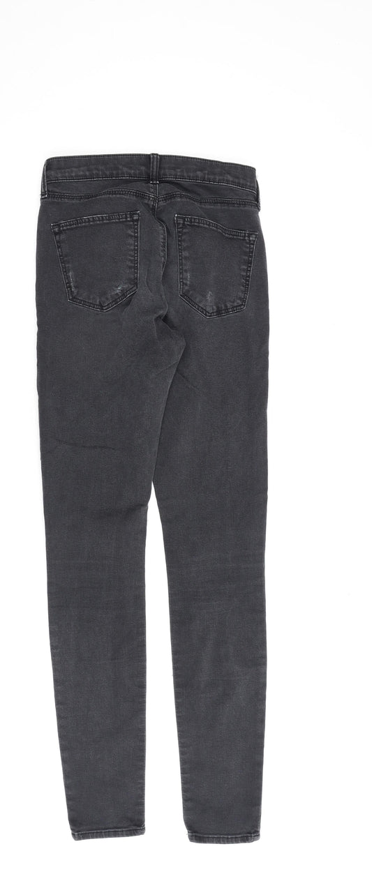 Topshop Womens Grey Cotton Skinny Jeans Size 26 in L34 in Regular Zip