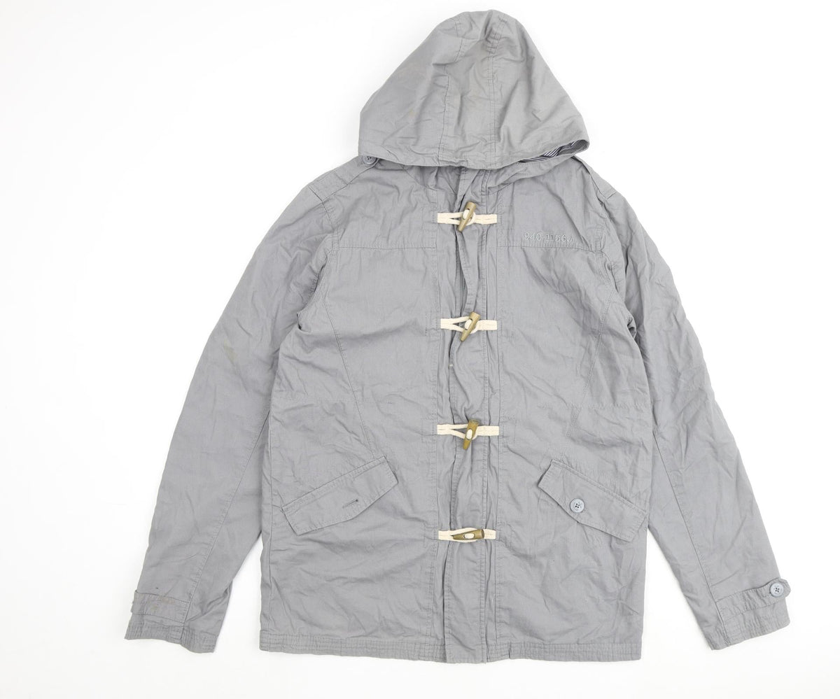 Additional front view of Next boys’ grey basic coat coat, size 16, years hook & loop