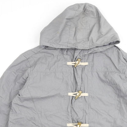 Close-up detail of Next boys’ grey basic coat coat, size 16, years hook & loop