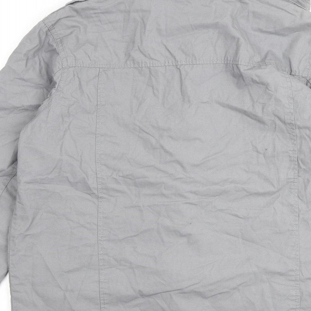 Brand and care label for Next boys’ grey basic coat coat, size 16, years hook & loop