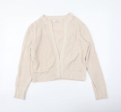 Classic Womens Beige V-Neck Cotton Cape Jumper Size 10