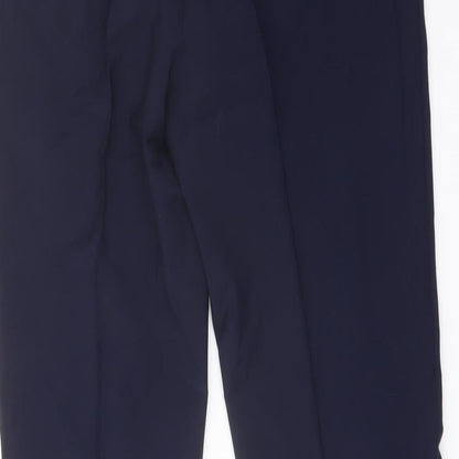 Marks and Spencer Mens Blue Wool Trousers Size 34 in L28 in Slim Buckle