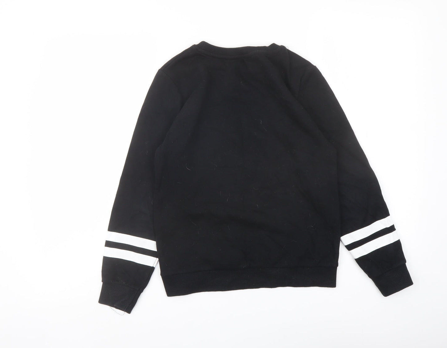 H&M Girls Black Cotton Pullover Sweatshirt Size 9-10 Years Pullover