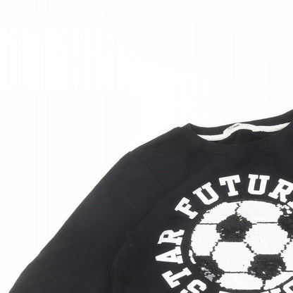H&M Girls Black Cotton Pullover Sweatshirt Size 9-10 Years Pullover