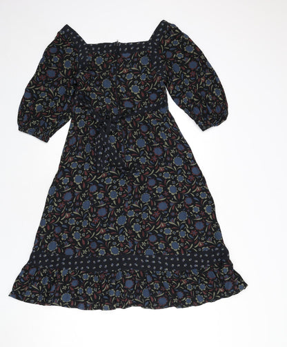 Topshop Womens Multicoloured Floral Viscose A-Line Size 8 Off the Shoulder Zip
