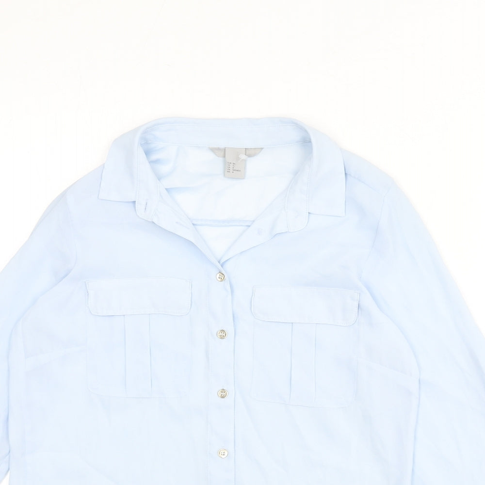 Womens UK Size 8 H&M Blue Basic Blouse