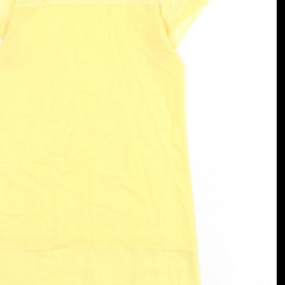 French Connection Womens Yellow Polyester Basic Blouse Size XS Round Neck - Sheer Panels