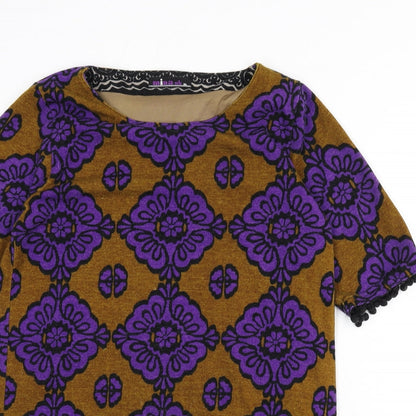 Mina Uk Womens Multicoloured Boat Neck Geometric Cotton Pullover Jumper Size M - Size M/L, Bobbles