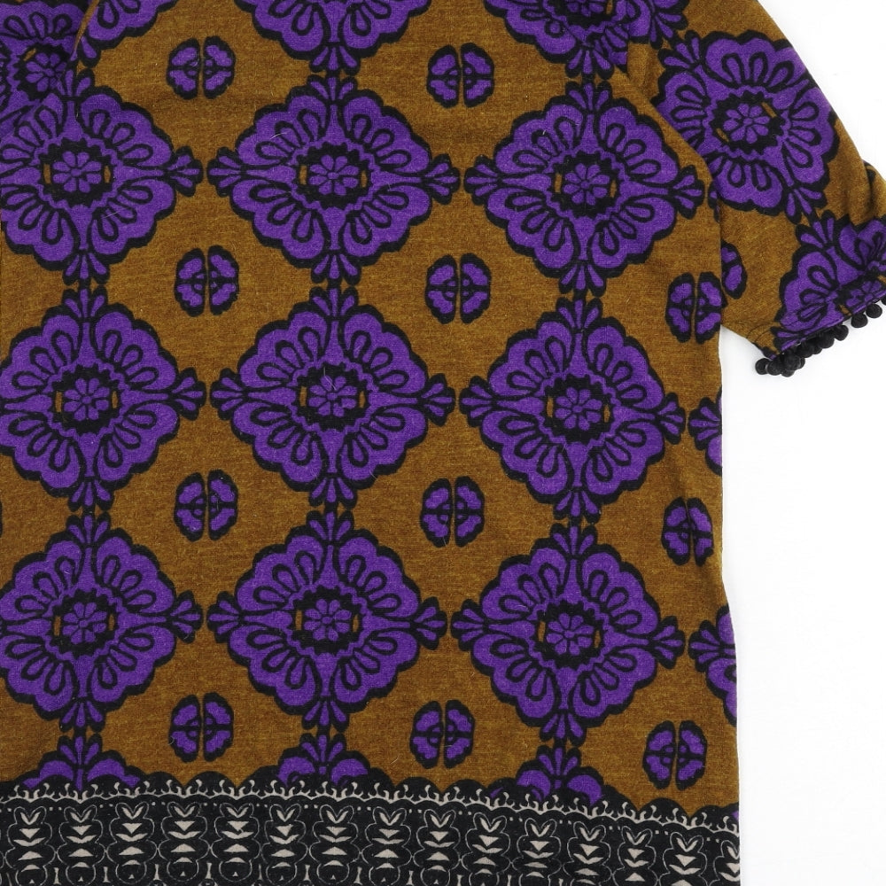 Mina Uk Womens Multicoloured Boat Neck Geometric Cotton Pullover Jumper Size M - Size M/L, Bobbles