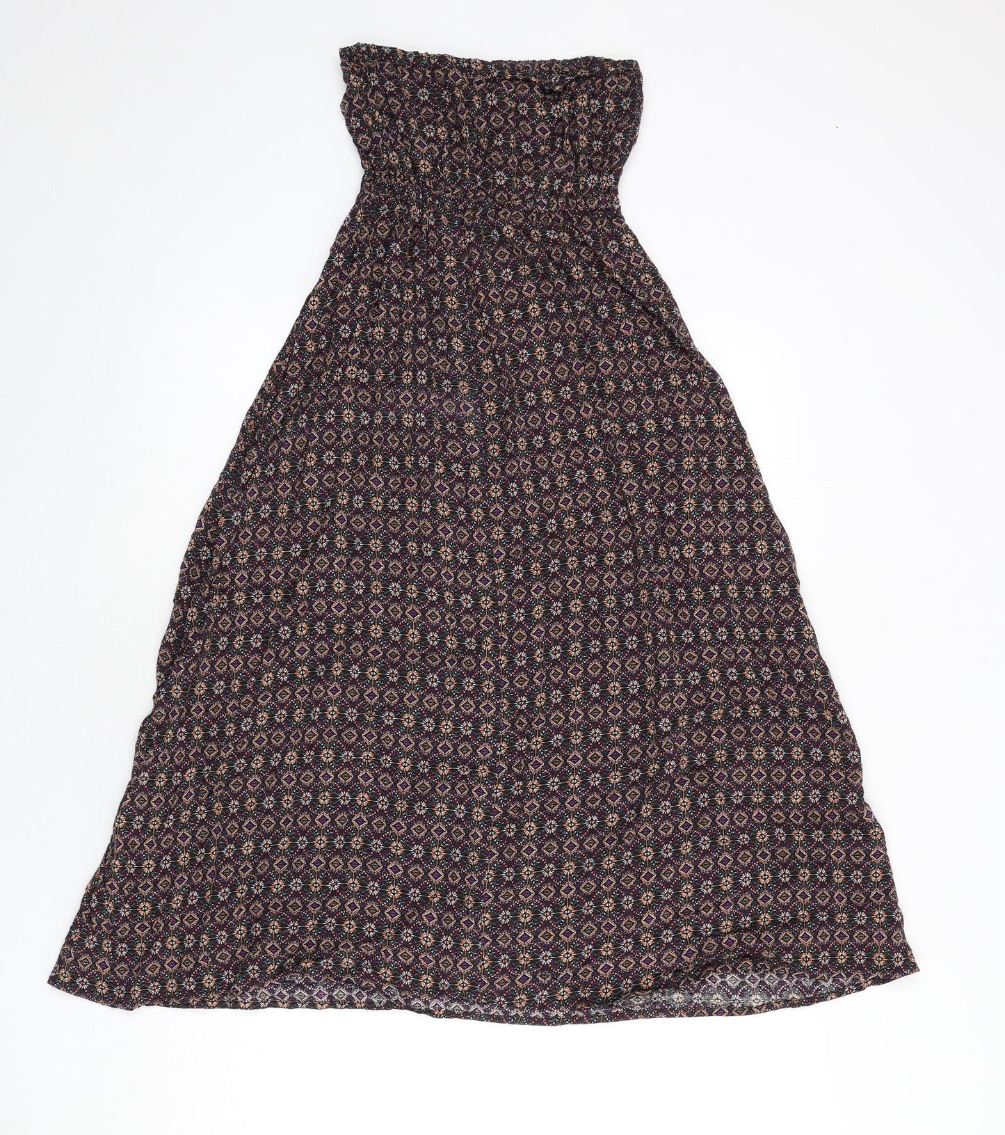 New Look Womens Multicoloured Geometric Viscose A-Line Size 6 Off the Shoulder Pullover - Bandeau Dress