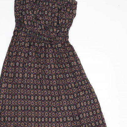 New Look Womens Multicoloured Geometric Viscose A-Line Size 6 Off the Shoulder Pullover - Bandeau Dress