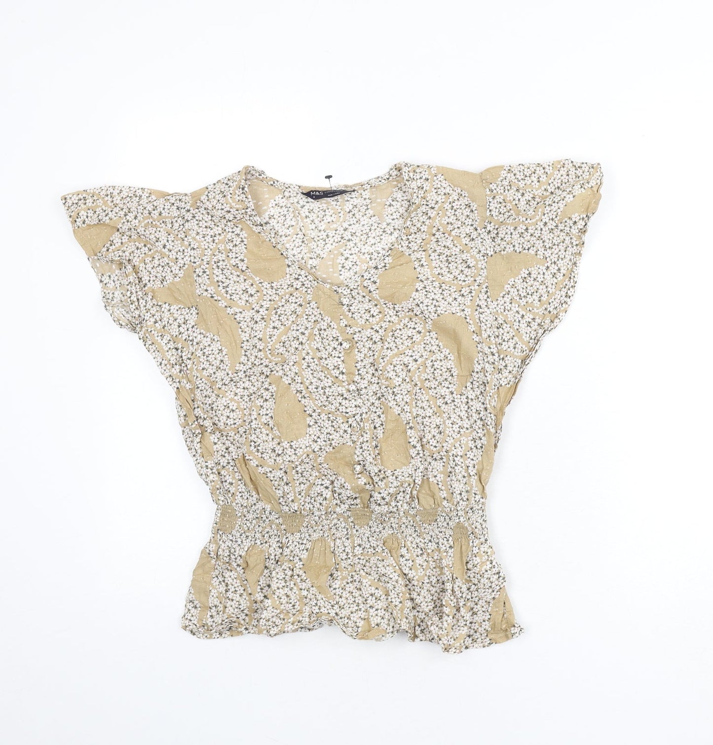 Womens UK Size 8 Marks and Spencer Beige Basic Blouse