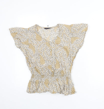 Womens UK Size 8 Marks and Spencer Beige Basic Blouse
