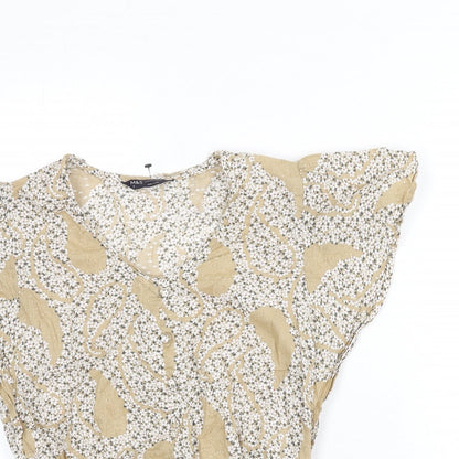 Womens UK Size 8 Marks and Spencer Beige Basic Blouse