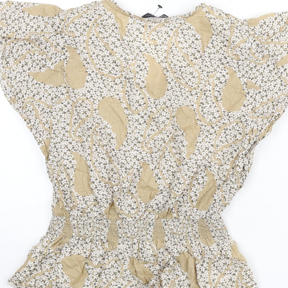 Womens UK Size 8 Marks and Spencer Beige Basic Blouse