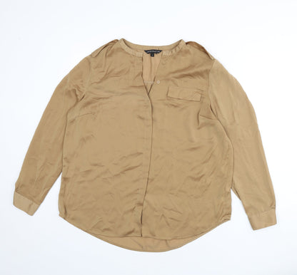 Womens UK Size 14 Limited Edition Brown Basic Button-Up