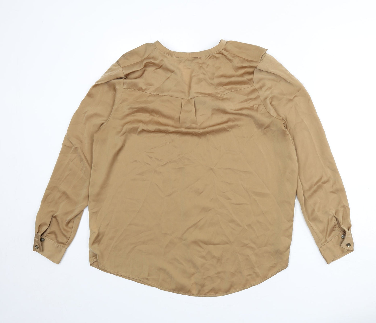 Womens UK Size 14 Limited Edition Brown Basic Button-Up