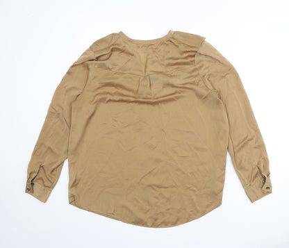 Womens UK Size 14 Limited Edition Brown Basic Button-Up