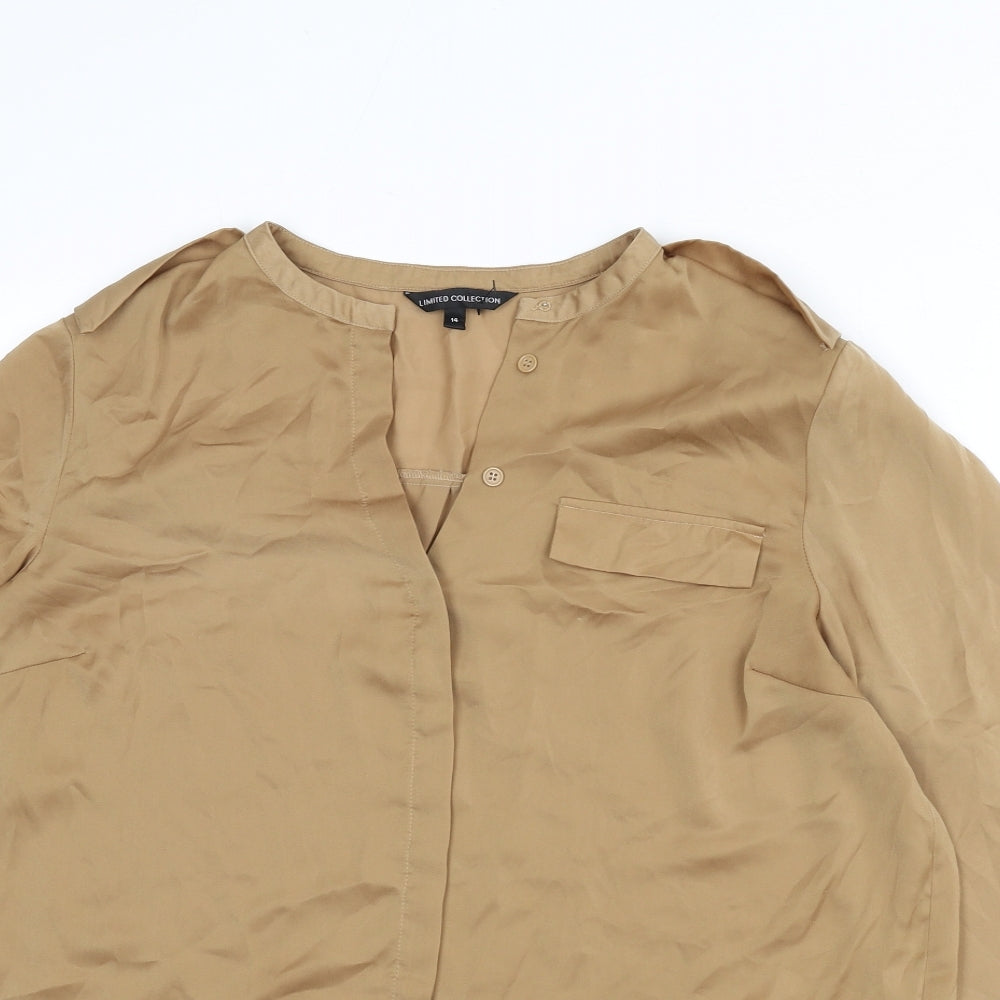 Womens UK Size 14 Limited Edition Brown Basic Button-Up