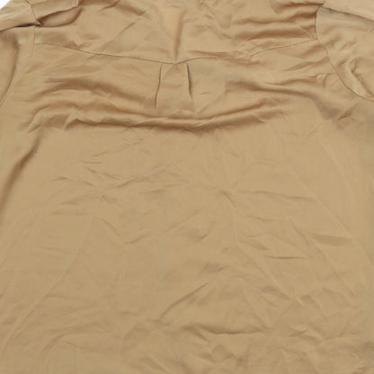 Womens UK Size 14 Limited Edition Brown Basic Button-Up