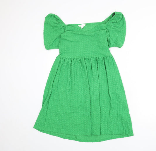 Divided by H&M Womens Green Polyester A-Line Size S Off the Shoulder Pullover