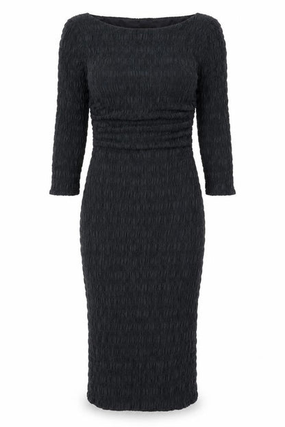 Phase Eight Womens Grey Lyocell Bodycon Size 8 Boat Neck Zip - Shirred