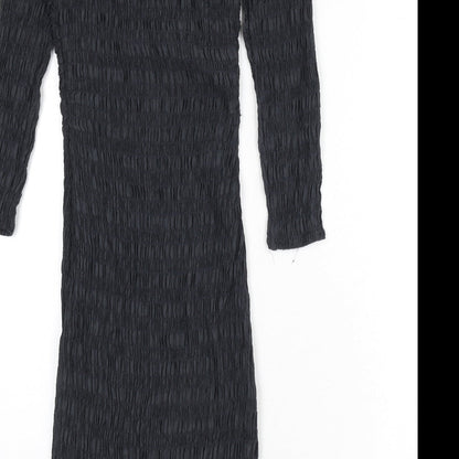 Phase Eight Womens Grey Lyocell Bodycon Size 8 Boat Neck Zip - Shirred