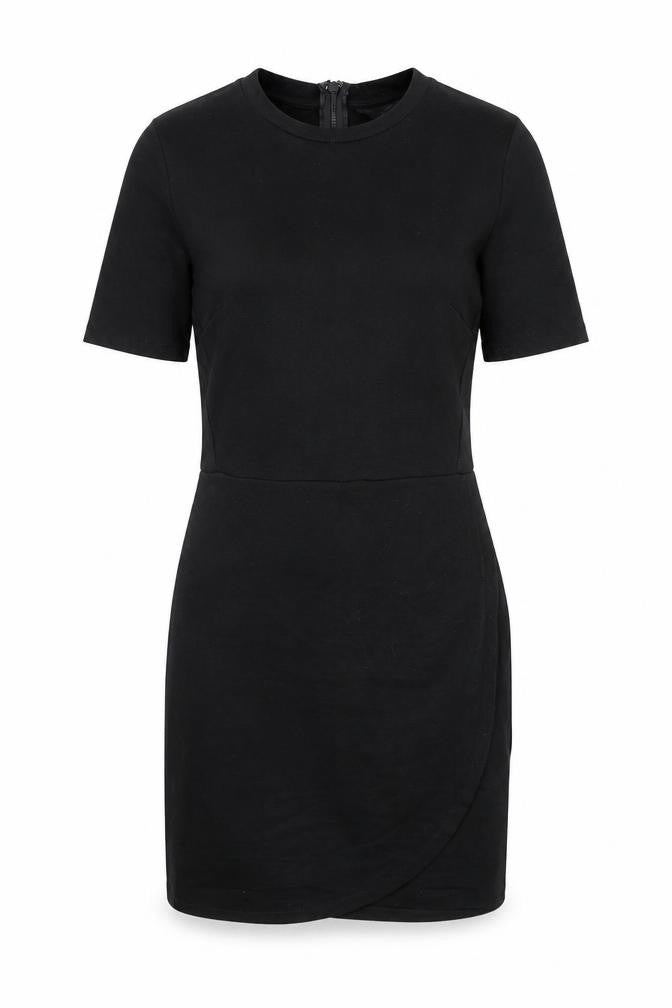 Topshop Womens Black Viscose Bodycon Size 8 Round Neck Zip