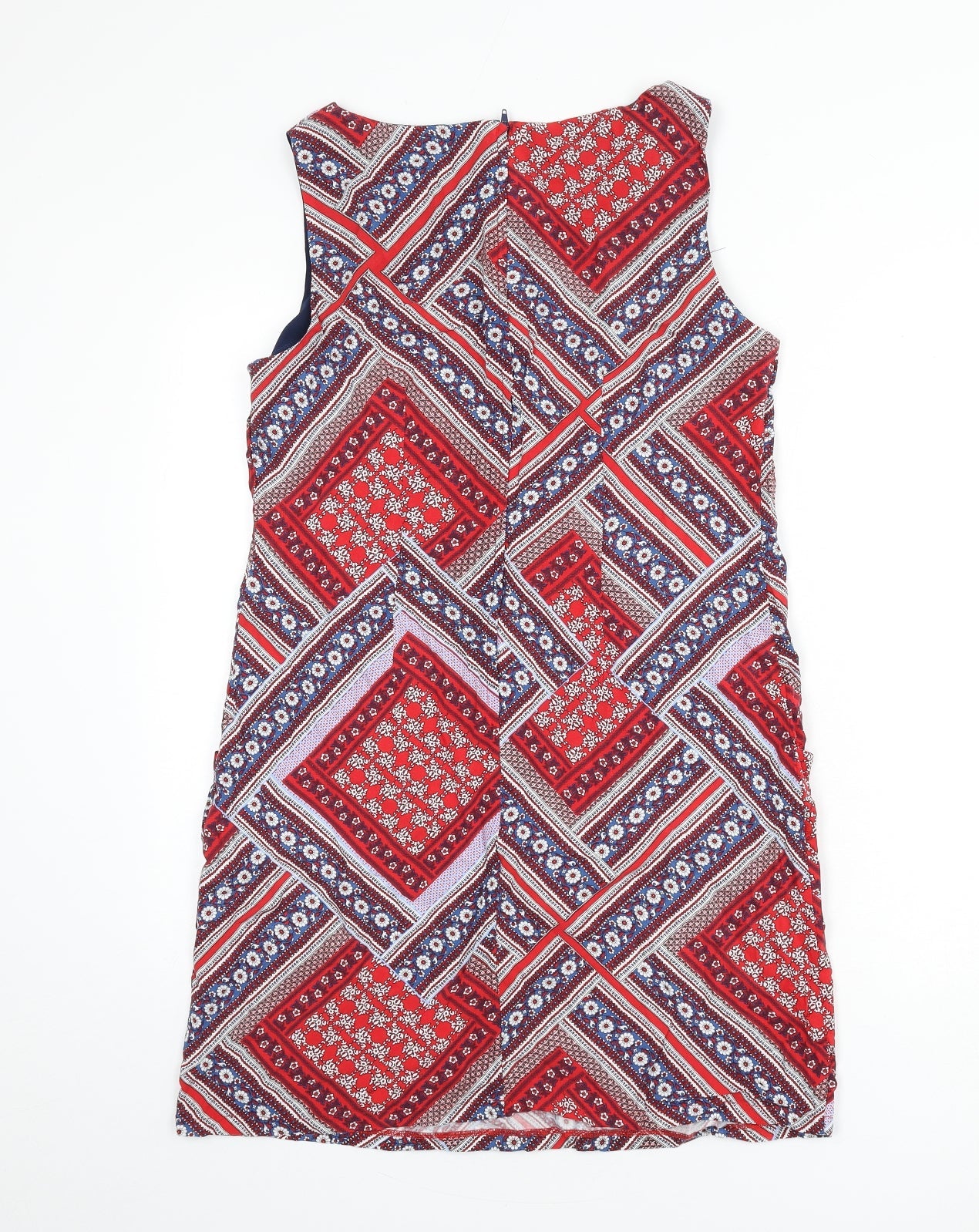 Dorothy Perkins Womens Multicoloured Geometric Viscose Sheath Size 14 Boat Neck Zip