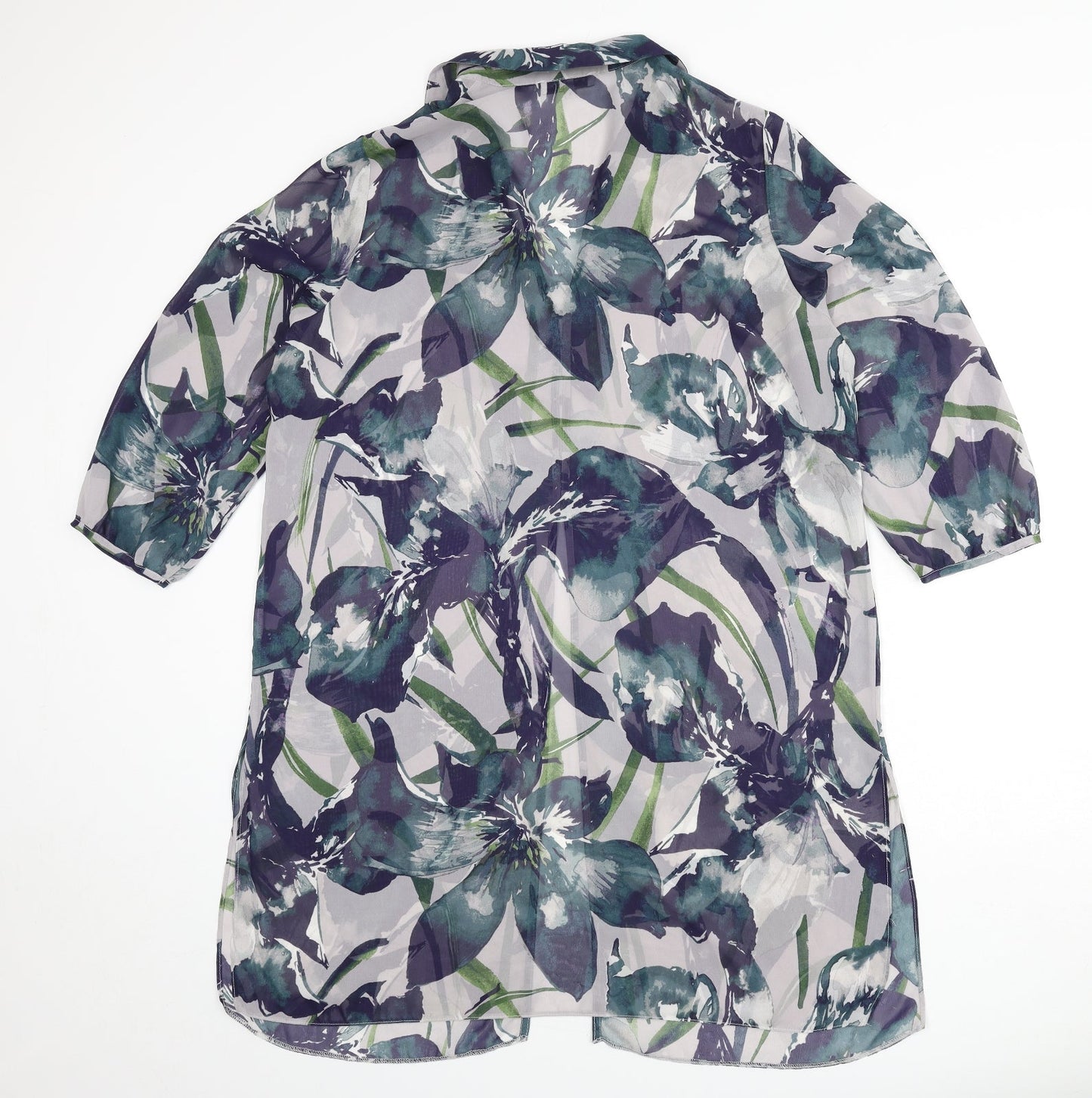 RJR.John Rocha Womens Multicoloured Geometric Polyester Tunic Blouse Size 16 Collared - Sheer
