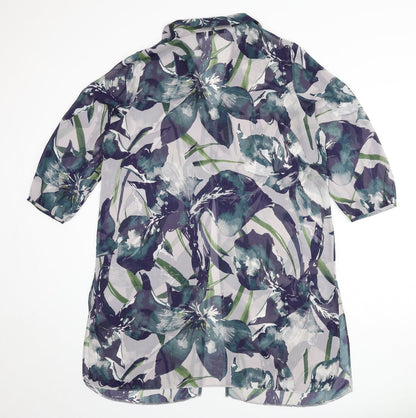 RJR.John Rocha Womens Multicoloured Geometric Polyester Tunic Blouse Size 16 Collared - Sheer