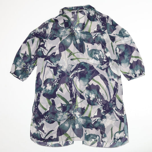 RJR.John Rocha Womens Multicoloured Geometric Polyester Tunic Blouse Size 16 Collared - Sheer